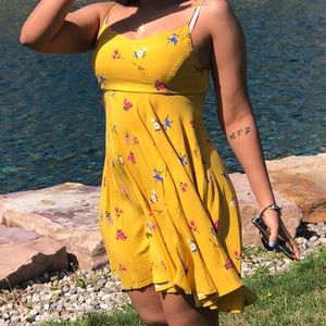 Yellow flowy dress